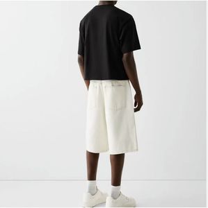 Fabricant T-shirt personnalisé pour hommes, coupe boxy, épaules tombantes, poids lourd tricoté, logo de grande taille à motif solide - Product Image 3