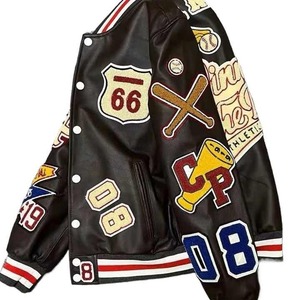 Veste de baseball en cuir à manches longues pour hommes, veste graffiti de haute qualité pour hommes, meilleure vente, avec service OEM - Product Image 5