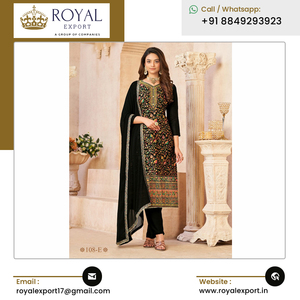 Nouvel arrivage de vêtements ethniques design accrocheurs vêtements Dola soie avec jacquard travail costume droit Salwar Kameez - Product Image 4