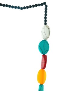 Collar de resina Multicolor cuentas ovaladas planas hechas a mano grueso bohemio declaración joyería collar largo para mujeres y niñas ropa de moda - Product Image 5