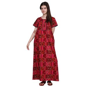 Evolove Women's 100% Cotton Pink Maxi Nightgown Super Soft Woven Sleepwear Ladies ODM <b>Long</b> Nighty Comfortable Design - Product Image 3