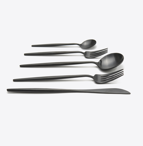Ensemble de couverts en acier miroir produits de haute qualité personnalisés quantités en vrac couverts de mariage ensemble de couverts noir mat - Product Image 4