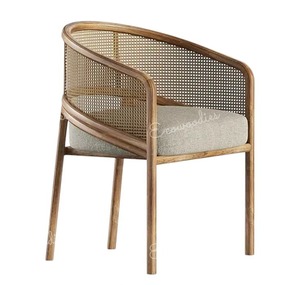 Chaise de bras en bois de rotin véritable de qualité supérieure chaises de salle à manger en canne de bambou nouveauté chaise en bois d'art avec tissage de canne pour restaurant café - Product Image 6