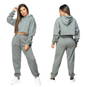 Ensembles de survêtements unisexes en molleton de coton deux pièces, anti-bactériens, imprimés numériquement à 100 %, motif uni, crop top et sweats à capuche - Product Image 6