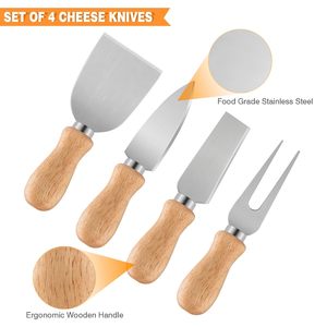 Juego de cuchillos para queso con soporte para tablero de charcutería, Juego de 4 piezas, juego de cuchillos cortadores de queso, soporte para queso de acero inoxidable - Product Image 4
