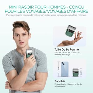 Afeitadora Eléctrica Portátil Mini para Hombre, Recargable por USB, Afeitadora de Viaje con Doble Cuchilla Verde para Afeitar la Cara y Uso en Autocaravanas - Product Image 5