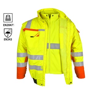 แจ็กเก็ตขนแกะสะท้อนแสง Hi VIS สำหรับฤดูหนาวซิปปกคอตั้งกันน้ำปรับแต่งโลโก้ได้ - Product Image 4