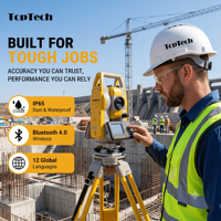 Station totale laser Toptech TKS-R15, précision 2'', IP65, grossissement 30x, équipement de topographie pour la construction