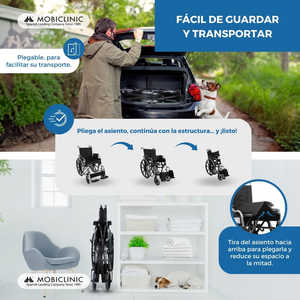 Giralda Mobiclinic Premium Fauteuil roulant manuel orthopédique Accoudoirs rabattables pliables Grandes roues - Product Image 5