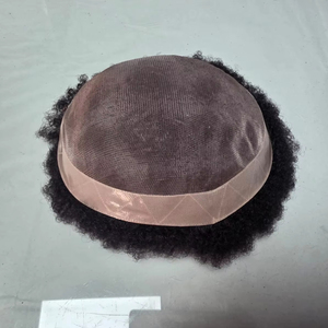 Peluca de Cabello Humano Indio 100%, Estilo Afro, con Ondas Sueltas y Profundas, Resistente al Agua, Base Mono BD - Product Image 1