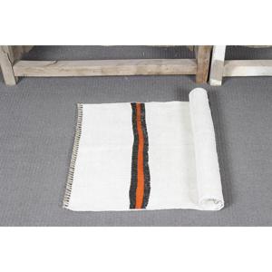 Tapis Kilim vintage 1,7x3,1 pi (51x94 cm), tapis turc blanc à imprimé animalier - Product Image 5