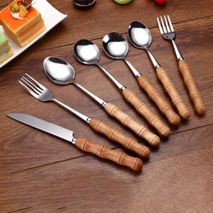 Cubiertos de Metal de diseño de bambú, cubiertos pulidos brillantes, utensilios de comedor, esmalte de espejo llamativo para fiestas, ocasiones especiales - Product Image 2