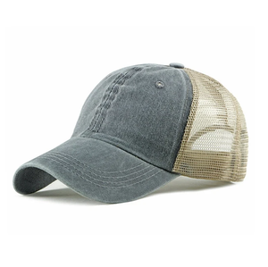 Chapeaux de baseball lavés en maille de coton uni Curve Bill Casquettes de camionneur effet vintage délavé Logo personnalisé Chapeaux de sport non structurés - Product Image 6