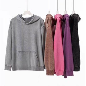 เสื้อฮู้ดผู้ชายผ้าฝ้ายแท้ 100% คุณภาพสูง สำหรับฤดูหนาว ล้างสีแบบ Acid Wash ไซส์ใหญ่ ระบายอากาศได้ดี สวมใส่สบาย เป็นมิตรกับสิ่งแวดล้อม ทนทาน - Product Image 2