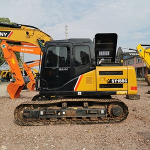 Excavatrice sur chenilles hydraulique compacte Sany SY155C de 15,5 tonnes, d'occasion et bien entretenue, en stock pour la construction - Product Image 3
