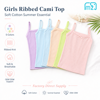 Débardeur côtelé en coton pour filles, bretelles spaghetti, sans manches, sous-vêtement basique d'été pour enfants, doux et respirant, en gros, en stock