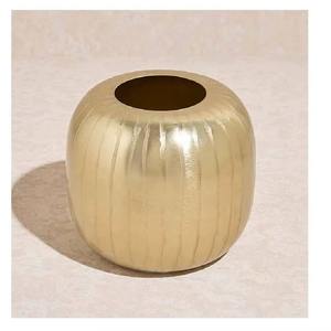 Gold Metal <b>Ribbed</b> Flower <b>Vase</b> Modern Aluminum Table <b>Vase</b> Ideal for Weddings Parties Events and Home Decor at Wholesale Price - Product Image 1