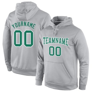 Venta al por mayor y Dropship personalizado cosido gris Kelly verde-blanco deportes pulóver Sudadera con capucha - Product Image 1