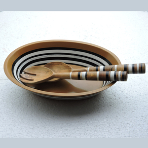 Unique design Eco Friendly Custom Size Available Multi Color <b>8</b> Inch Wooden Bowl with Salad Server 12 Inches <b>Set</b> <b>Dinnerware</b> <b>Sets</b> - Product Image 6