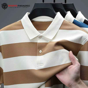 Chemise décontractée d'été pour homme, motif rayé ananas, broderie en relief, poche en satin, manches courtes, col rabattu, SPORTS - Product Image 5