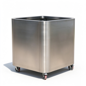 Jardinière en acier inoxydable brossé de grande taille avec roulettes verrouillables, jardinière mobile pour usage commercial - Product Image 2