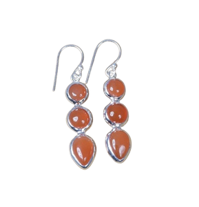 925 solide en argent Sterling fait à la main filles accessoires cornaline pierres précieuses boucles d'oreilles pour femmes balancent boucles d'oreilles bijoux en argent - Product Image 1