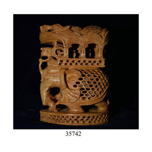 <b>Elephant</b> Carved Wooden Handmade Sculpture India - Product Image 3