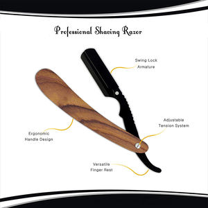 Maquinillas de afeitar de barbero para hombres de alta calidad, mango de madera, maquinillas de afeitar de acero alemán para Barba, uso de salón, maquinilla de afeitar para belleza - Product Image 4