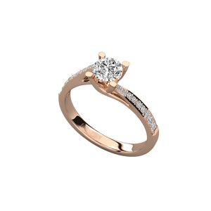 Anillo de Diamante Solitario de Oro de 14K con Corte Redondo, Diamante Cultivado en Laboratorio, Anillos de Diamantes Brillantes para Mujer - Product Image 4