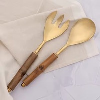 Kualitas Terbaik Makanan warna emas aman berkelanjutan dicetak Resin menangani Salad Server Set untuk penggunaan meja rumah dan Hotel