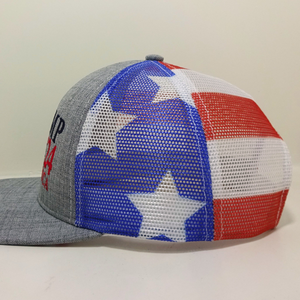 Logo de broderie personnalisé Gorras chapeau maille d'impression USA casquettes de camionneur drapeau américain maille chapeau 6 panneau structuré américain chapeaux de camionneur - Product Image 6