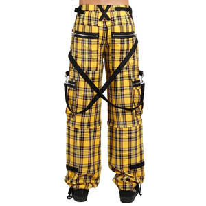 กางเกงพังก์สไตล์โกธิคสำหรับผู้ชาย ลายสก๊อตสีเหลืองตัดกับสายสีดำ แฟชั่นใหม่ 2026 - Product Image 3