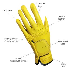 Guantes de golf de cuero genuino Cabretta transpirables de alta calidad, equipo deportivo personalizable para mujeres y hombres en colores personalizados - Product Image 5
