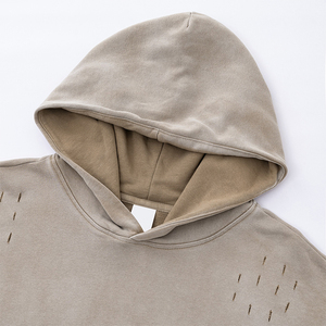 Sweat à capuche surdimensionné en coton 100% pour homme, personnalisé, épais, hiver, écologique, délavé à l'acide, effet vieilli, style streetwear - Product Image 4