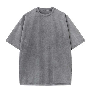 Camiseta Corta de Algodón para Hombre con Cuello Redondo, Estilo Oversize, Lavado Ácido, de Alta Calidad, con Estampado de Logotipo Personalizado, Colección 2026 - Product Image 4