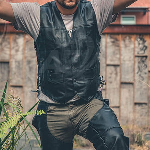 Gilet de moto pour homme sans manches en cuir respirant de haute qualité, style 2025, toutes saisons, logo personnalisé, service OEM - Product Image 3