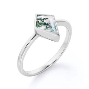 Anillo de piedra preciosa con forma de cometa verde de ágata musgo de Plata de Ley 925 - Product Image 5