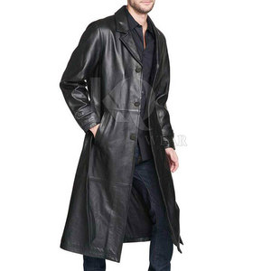 Gabardina Clásica de Cuero para Hombre con Cuello de Solapa, Manga Larga, Chaqueta Larga para Días Fríos - Product Image 5