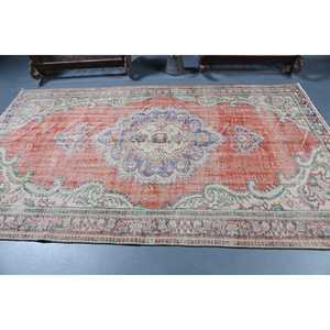 Grand tapis vintage en laine 5,5x9 pieds, patchwork rouge, tapis turc avec envers en latex écologique - Product Image 3