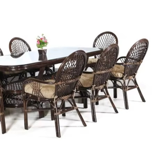 Juego de comedor Vizier, juego de comedor elegante y cómodo de ratán para sala de estar, jardín y espacios al aire libre, hecho a mano, duradero - Product Image 1