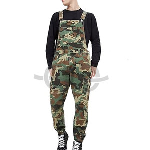Monos de algodón informales para hombre con correas para los hombros Monos con babero de camuflaje y pantalones largos Cómodo estilo de trabajo para exteriores - Product Image 1