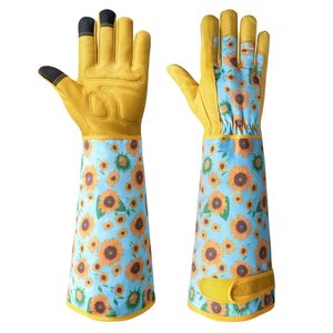Gants de jardinage extra longs en cuir de chèvre respirant, résistants aux épiques, pour jardiniers et agriculteurs - Product Image 1