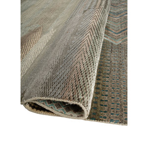 Tapis Manchaha vert noué à la main en laine et soie de bambou, épaisseur 10 mm, motif géométrique abstrait, rectangulaire, pour la maison et le couloir Les-2827 - Product Image 2