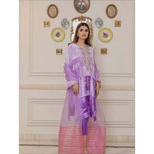 Trends by Cp <b>Present</b> Multicolor Embroidered Sheath Dress with Gotta Neckline Pakistani Indian Formal Anarkali Dresses - Product Image 6
