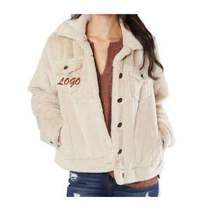 Chaqueta de Invierno para Mujer, Suave y Cálida, con Capucha, Estilo Bomber, de Forro Polar, Ecológica, con Patrón Sólido, Logotipo Frontal, Cierre de Cremallera, Prenda Exterior de Fábrica - Product Image 4