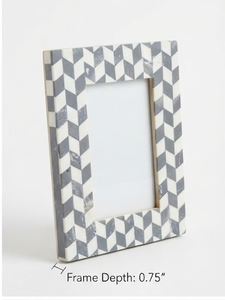 Modern Geometric MDF Photo <b>Frame</b> Rectangle Vertical Tabletop Display Gray <b>White</b> Resin Pattern - Product Image 4
