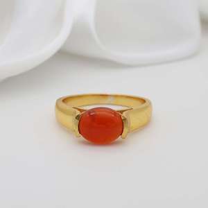 Anillo de latón chapado en oro de 18 quilates al por mayor, joyería de moda con piedra preciosa cornalina Ovalada para mujeres y hombres, regalo de aniversario de compromiso - Product Image 5