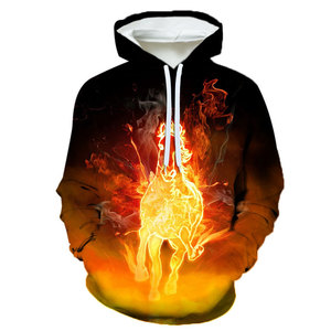 Camiseta de Béisbol con Capucha de Poliéster/Algodón, Estampado 3D de Caballo, Estilo Casual para Hombre <span class=keywords><strong>Joven</strong></span>, Otoño - Product Image 6