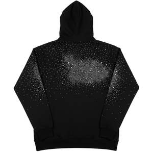 <b>Mens</b> Rhinestone <b>Zip</b> <b>Up</b> <b>Hoodie</b> <b>Black</b> Sparkle Crystal Studded Streetwear Hooded Sweatshirt Casual Statement Outerwear - Product Image 3
