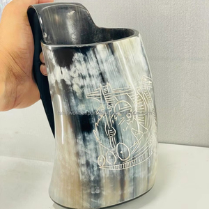 Viking Eco-Friendly Ox Horn Beer Drinking <b>Mug</b> Polished Buffalo Ox Horn <b>Mugs</b> for Decor Factory Price By Falak World Export - Product Image 1